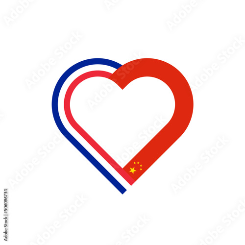 unity concept. heart ribbon icon of france and china flags. vector illustration isolated on white background
