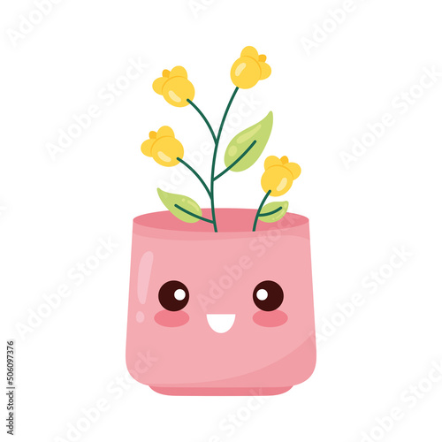 houseplant kawaii with yellow flowers