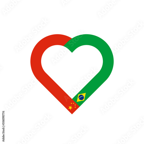 unity concept. heart ribbon icon of china and brazil flags. vector illustration isolated on white background