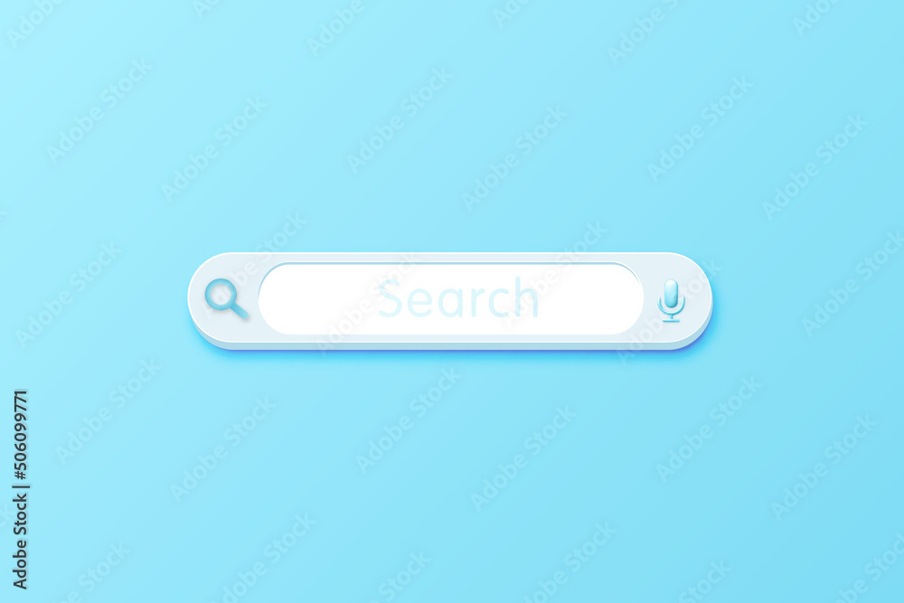 Search bar design element on blue background. Search Bar for UI. minimal sign, symbol. 3d vector illustration. Search bar design element on blue background. Search Bar for UI. minimal sign, symbol. 3d vector illustration.