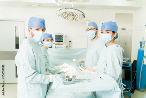 Portrait of a successful team of surgeons