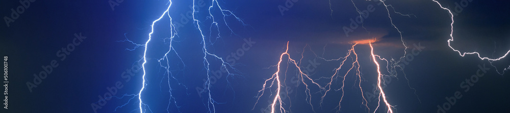 Fork lightning striking down during summer storm Fork lightning striking down during summer storm
