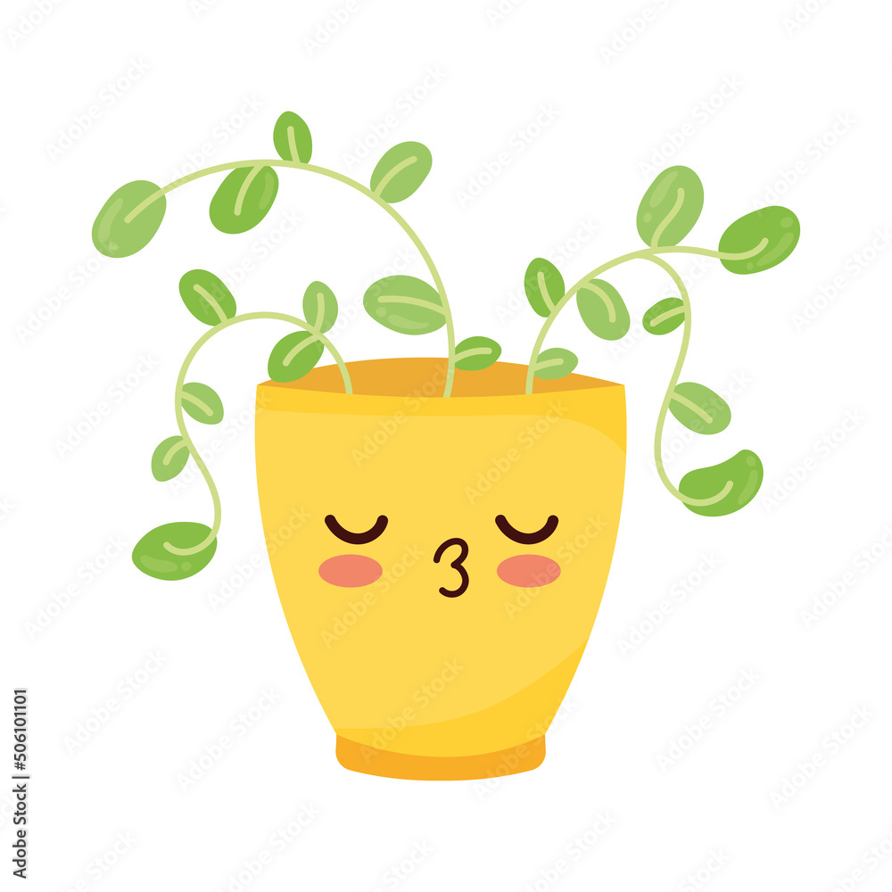 yellow houseplant kawaii style