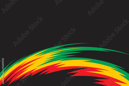 Abstract background with spikes and zigzag pattern and with Jamaican color theme