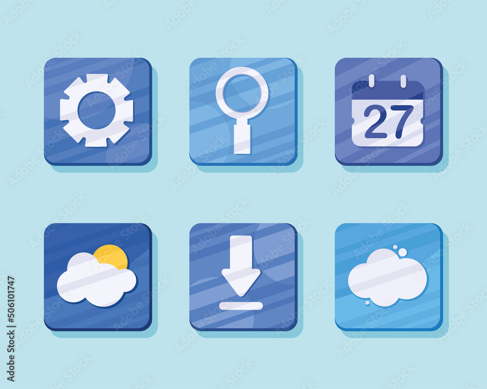 six applications signs icons