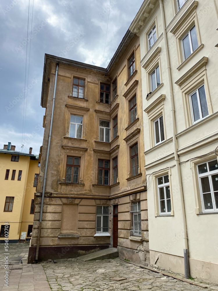 The modern city of Lviv in western Ukraine with ancient European architecture