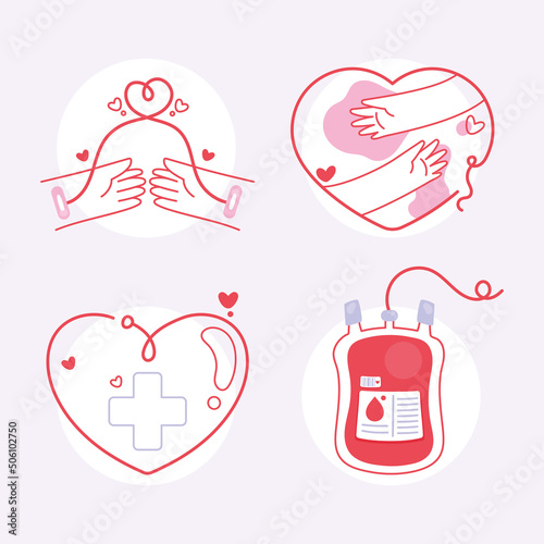 four blood donate icons