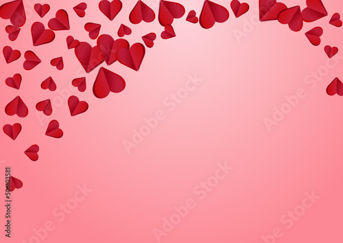 Pink Confetti Vector Pink Backgound. Love Heart