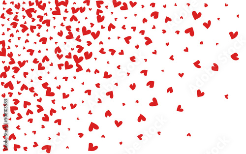 Red Confetti Vector White Backgound. Romantic