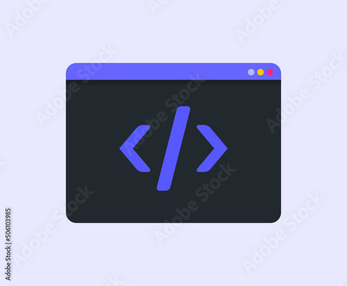 Coding Programming in Terminal Prompt Icon Vector Illustration for Computer Science Poster or Graphic Element