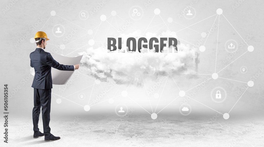 Engineer working on a social media concept Engineer working on a social media concept