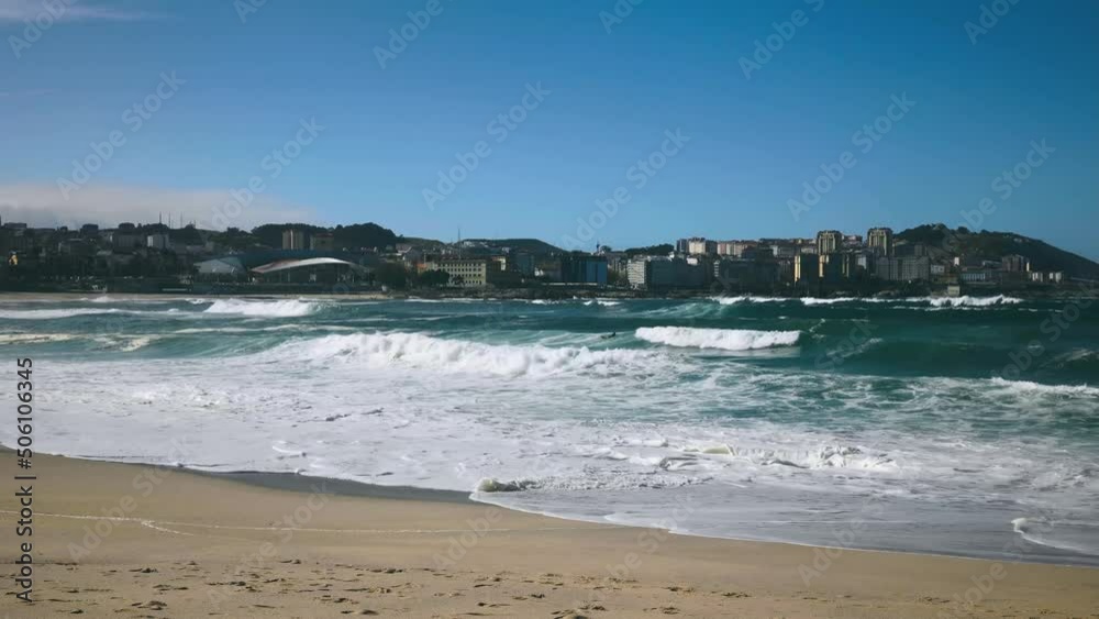 Big waves on the ocean for surfing. Big waves on the ocean for surfing.