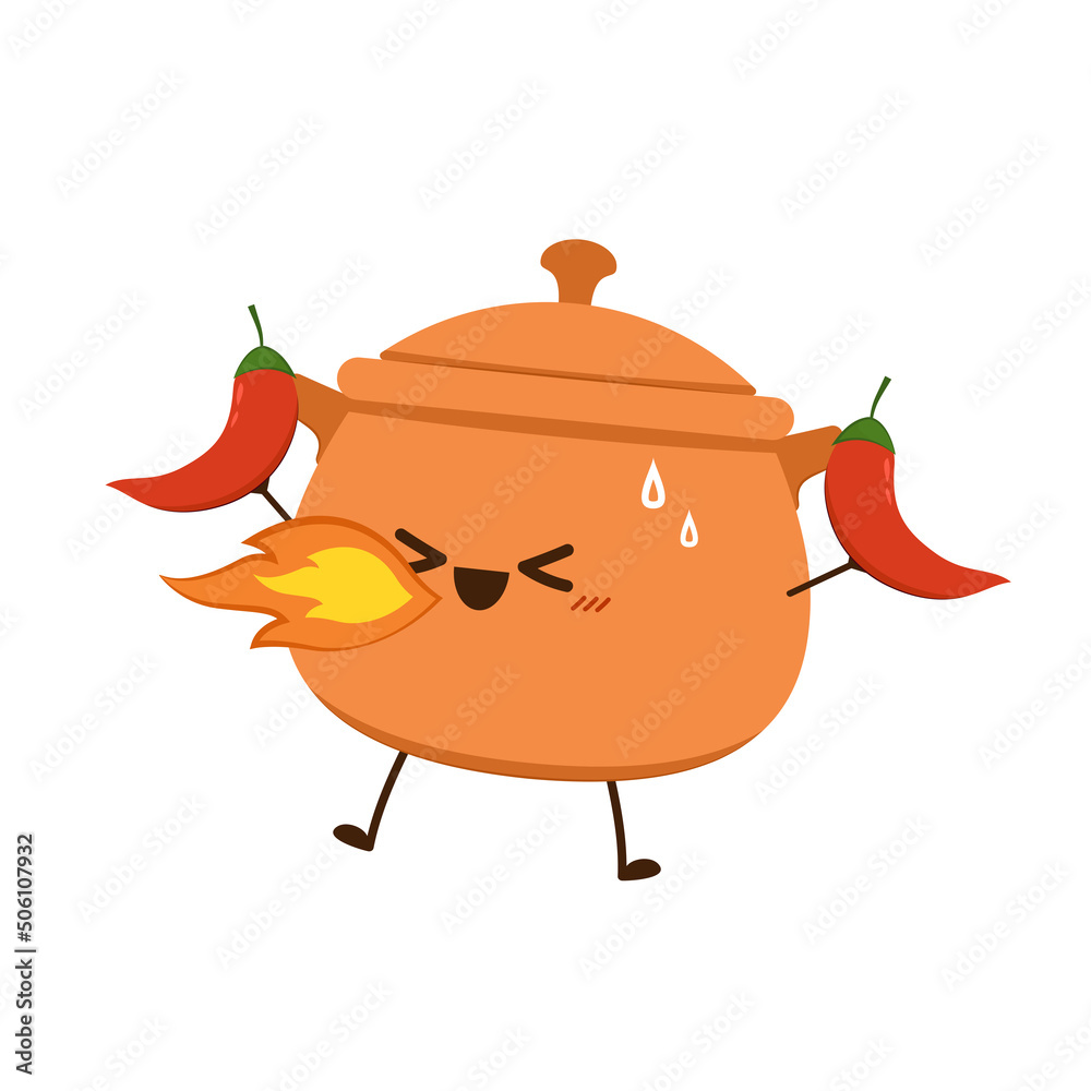 Earthen pot cartoon vector. Earthen pot for cooking. Pot character