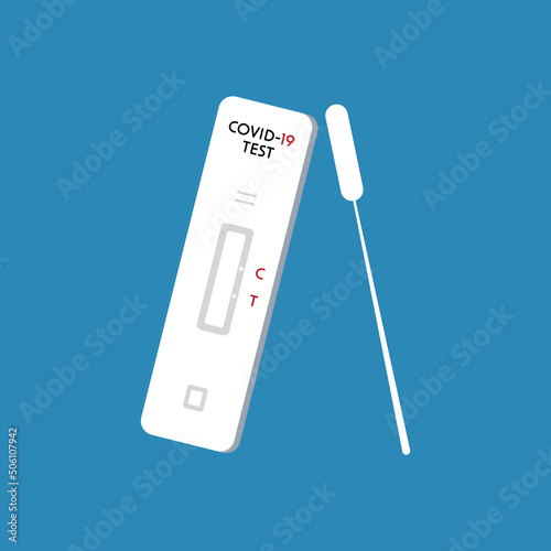 Coronavirus swab in test tube vector. Covid-19 Testing Swab Kit. Coronavirus test icon. Positive test result. Vector illustration.