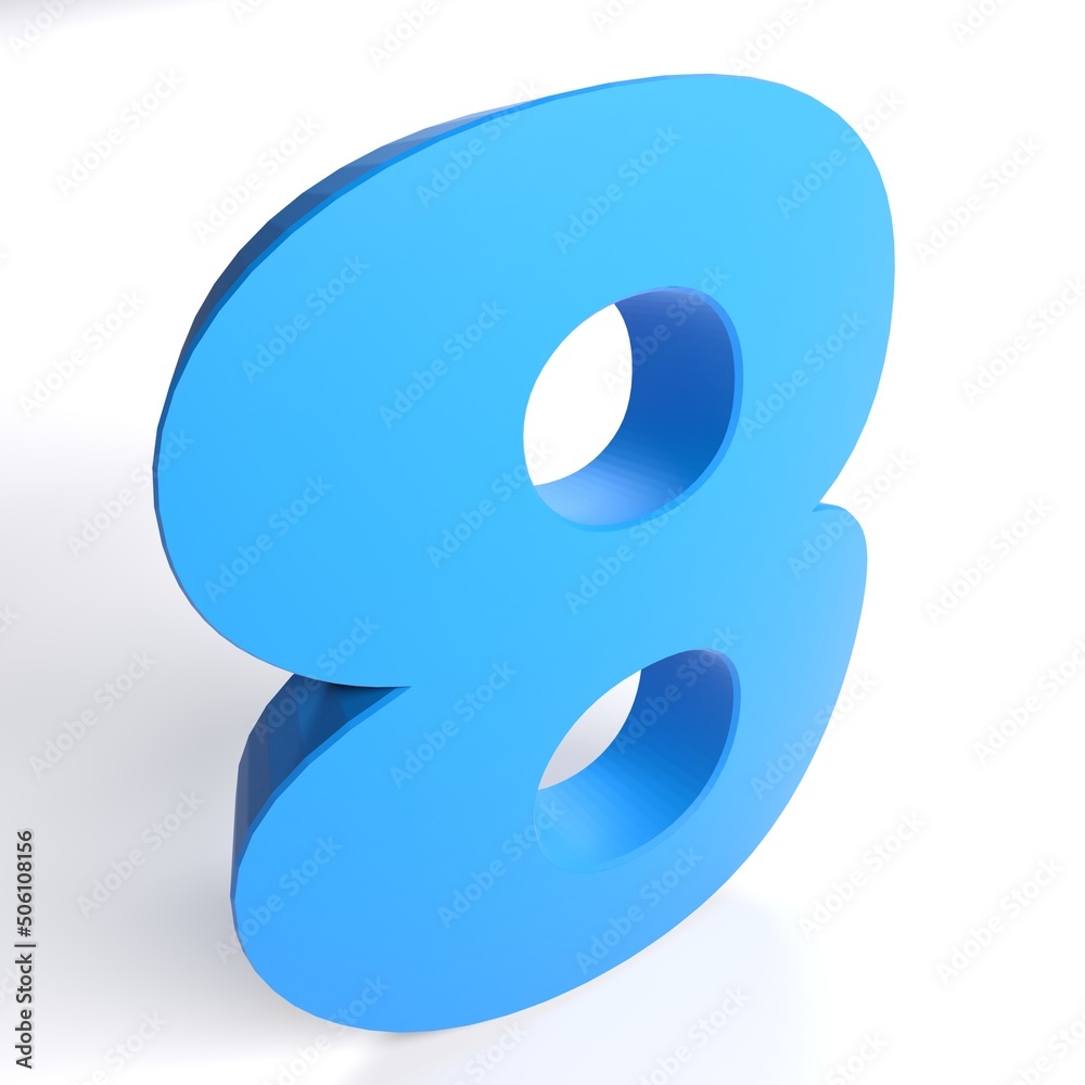 Number 8 in blue color, isolated on white background - 3D rendering illustration Number 8 in blue color, isolated on white background - 3D rendering illustration