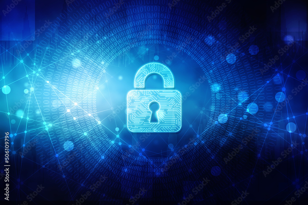 2d illustration Safety concept: Closed Padlock on digital background
