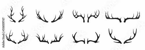Fototapete Deer antlers vector set