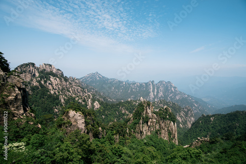 Forests and Mountain Peaks in Huangshan Yellow Mountains  Anhui Province  China