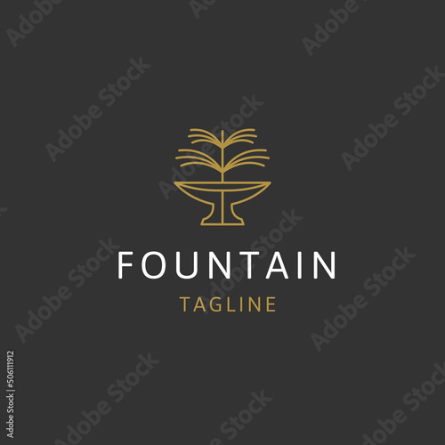 Luxury fountain line logo icon design template flat vector