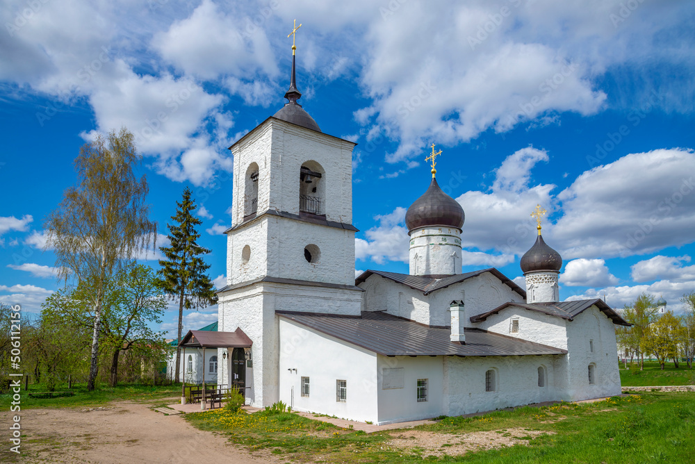The ancient Church of St. Nicholas the Wonderworker (1543) on a spring day. The city of Ostrov, Pskov region. Russia