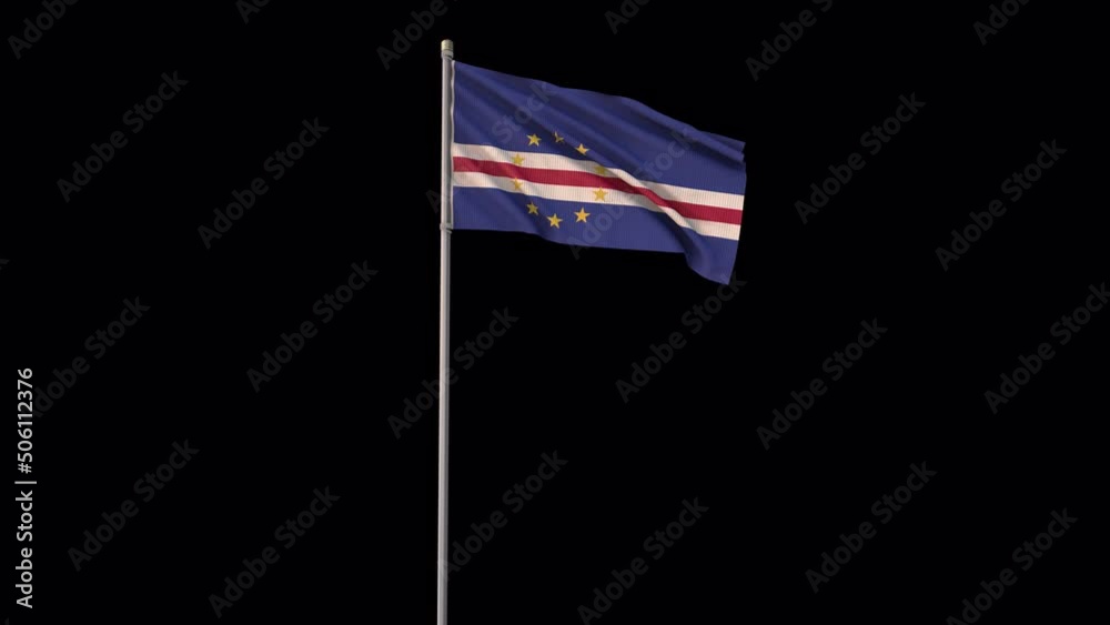 Cape Verde flag, 4k video background is transparent