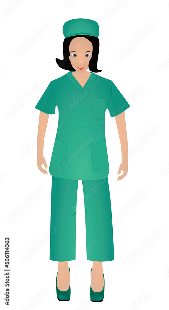 Woman nurse stand. vector illustration