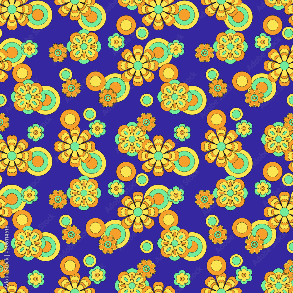 Fototapeta premium Abstract flower groovy psychedelic pattern. Vector illustration.