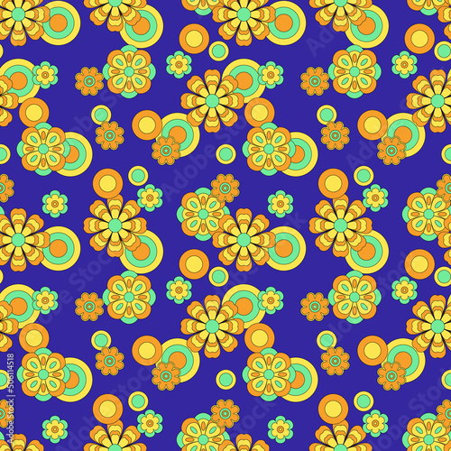 Abstract flower groovy psychedelic pattern. Vector illustration.