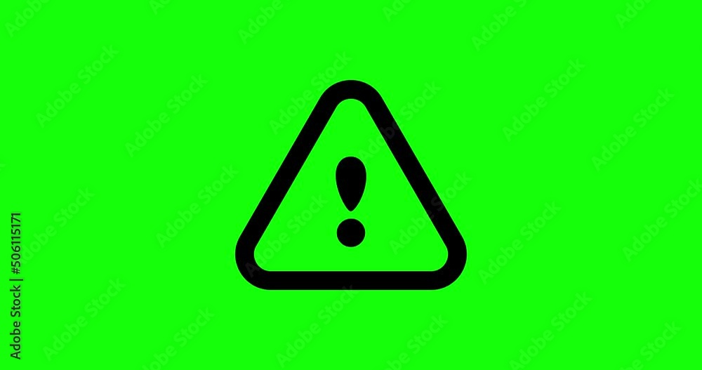Warning, Warning sign Icon modern animation on green screen background Warning, Warning sign Icon modern animation on green screen background