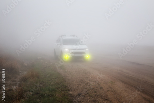 Car with fog lights photo