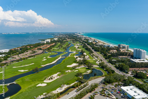 Aerial view of Longboat Key near Sarasota, Florida.