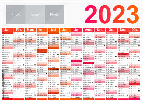 Calendrier 2023 Format A3 - pour entreprise avec logo sur 12 mois - multicaque - modifiable