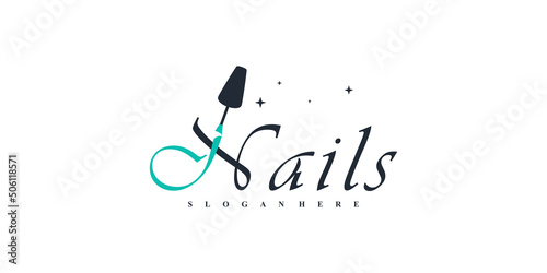 Creative nail  icon logo with modern concept  Premium Vector