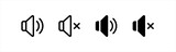Speaker volume icon. Loudspeaker ring symbol. Music audio sound vector sign.