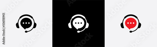Live chat icon. Online web support system. Messages of speech bubble with dots and headphones sign, vector illustration