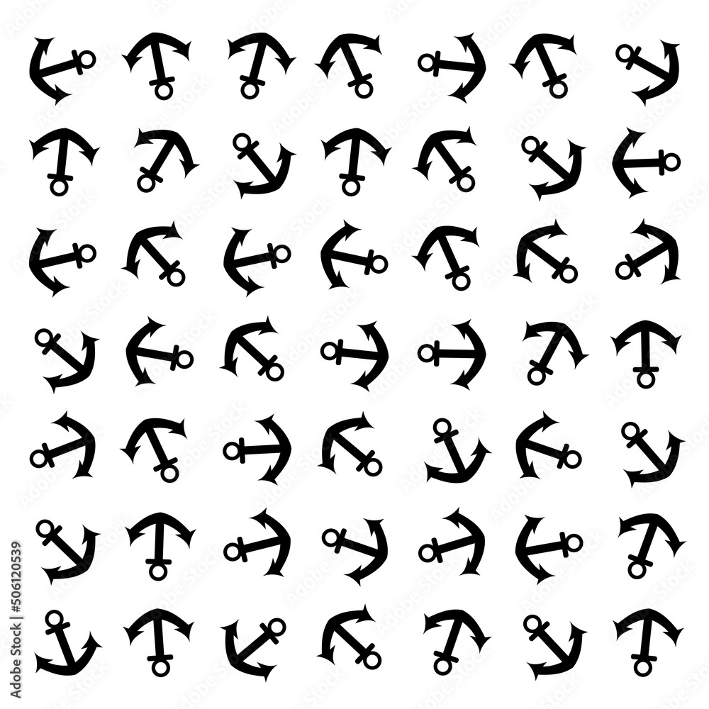 Anchor silhouette pattern on white background Anchor silhouette pattern on white background