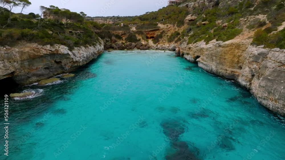 Aerial view of Calo des Moro, Mallorca in Spain. One of the most beautiful beaches in Mallorca. Aerial view of Calo des Moro, Mallorca in Spain. One of the most beautiful beaches in Mallorca.