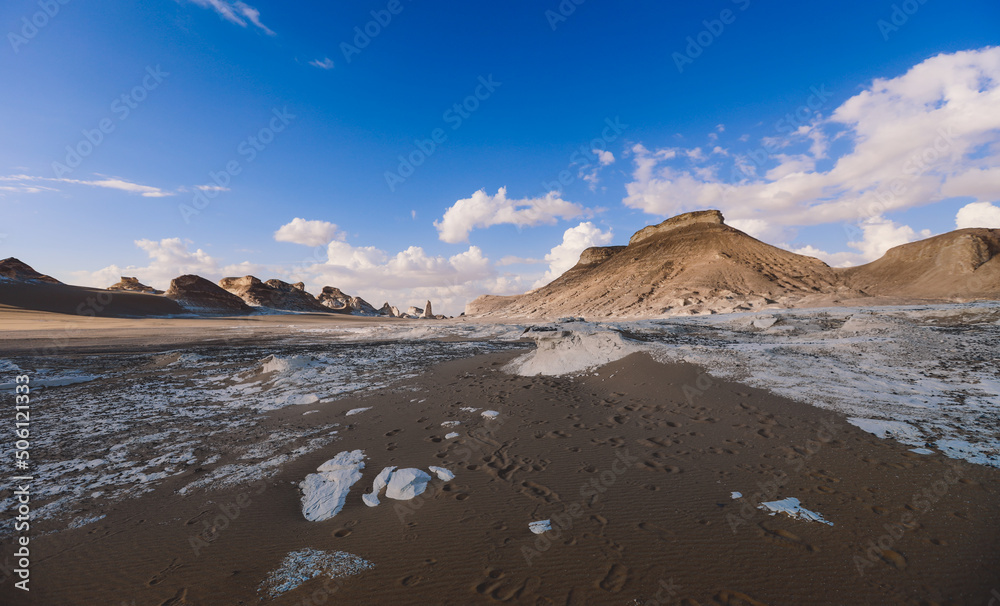 Landscape View of the White Desert Protected Area in the Farafra Oasis, Egypt Landscape View of the White Desert Protected Area in the Farafra Oasis, Egypt