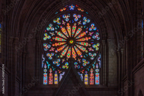 Stained glass windows in a cathedral in Quito, Ecuador (the basilica of the national vow)