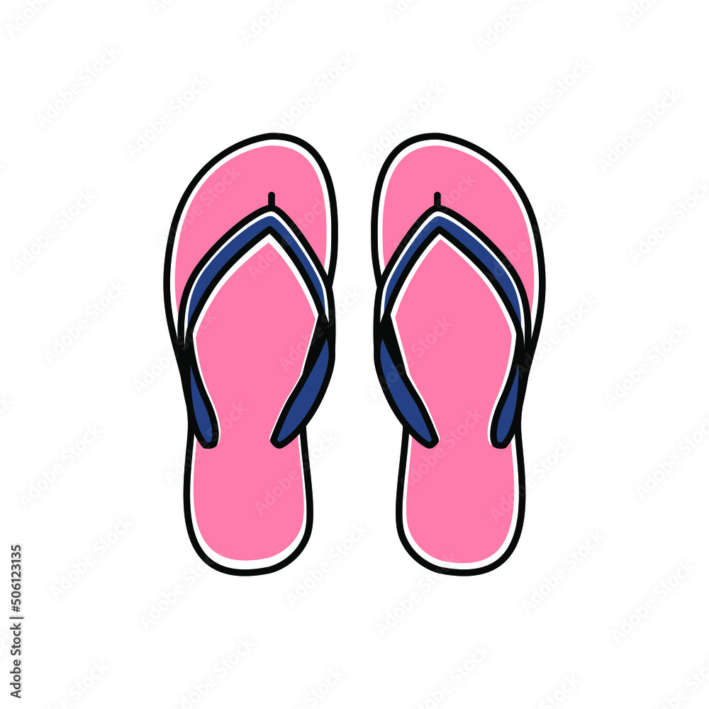 Sandals, turf, bow coat.Beach slippers icon - Vector Sandals, turf, bow coat.Beach slippers icon - Vector
