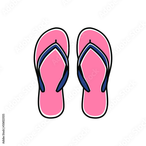 Sandals, turf, bow coat.Beach slippers icon - Vector