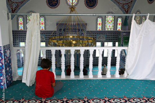 Turkey: Muslims wearing masks during the coronavirus period in Ordu pray at a distance in the mosque