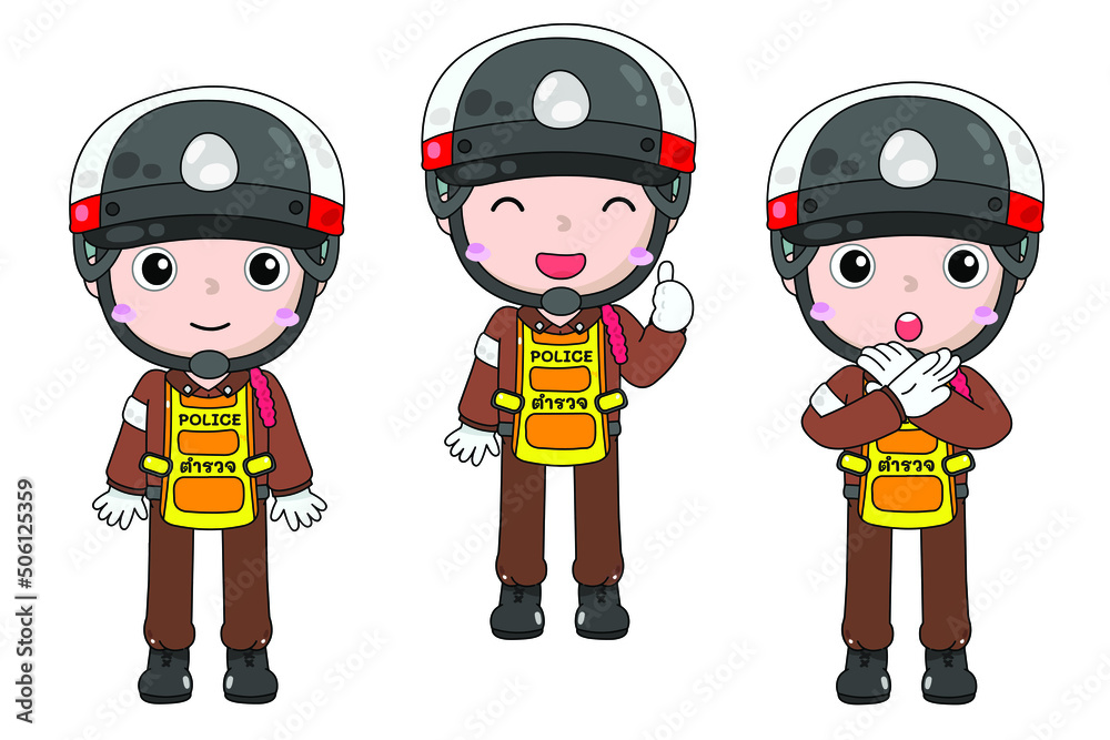 police man,thai police traffic character in vector