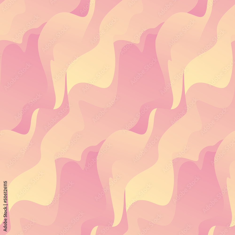 Seamless pattern with smooth shapes, paint stains in pastel colors. Abstract pink background. Vector illustration.