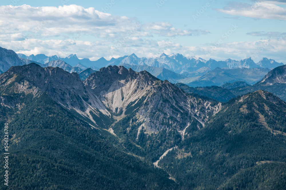 Bavarian mountainview in the summer sun 