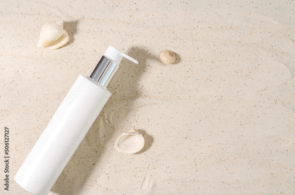 Sun protection. Cream, lotion, ointment for sunbathing on the sand Sun protection. Cream, lotion, ointment for sunbathing on the sand