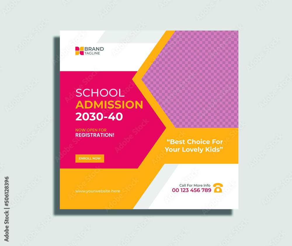 School admission social media post and web banner template School admission social media post and web banner template