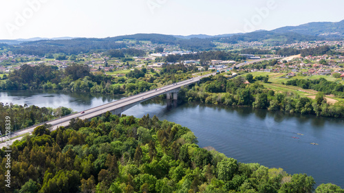 Landscape of a bridge across river minho in Portugal