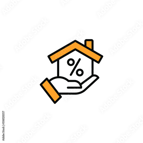 sale house icon, rent home, real estate loan, home price, mortgage, line symbol on white background - editable stroke vector illustration