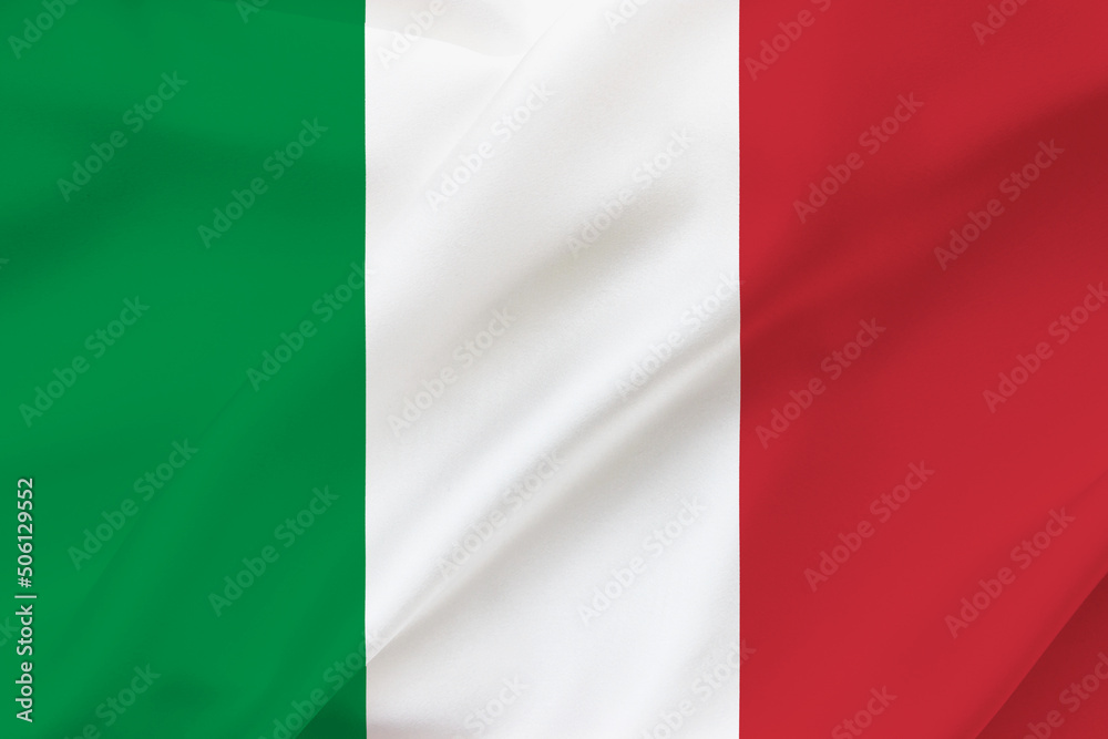 Italy flag on waving silk background. Fabric texture. Italy flag on waving silk background. Fabric texture.
